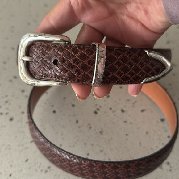 Allen Edmonds Men's Size 44 Brown/Tan Classic Genuine Leather Belt Made In USA - Picture 9 of 12